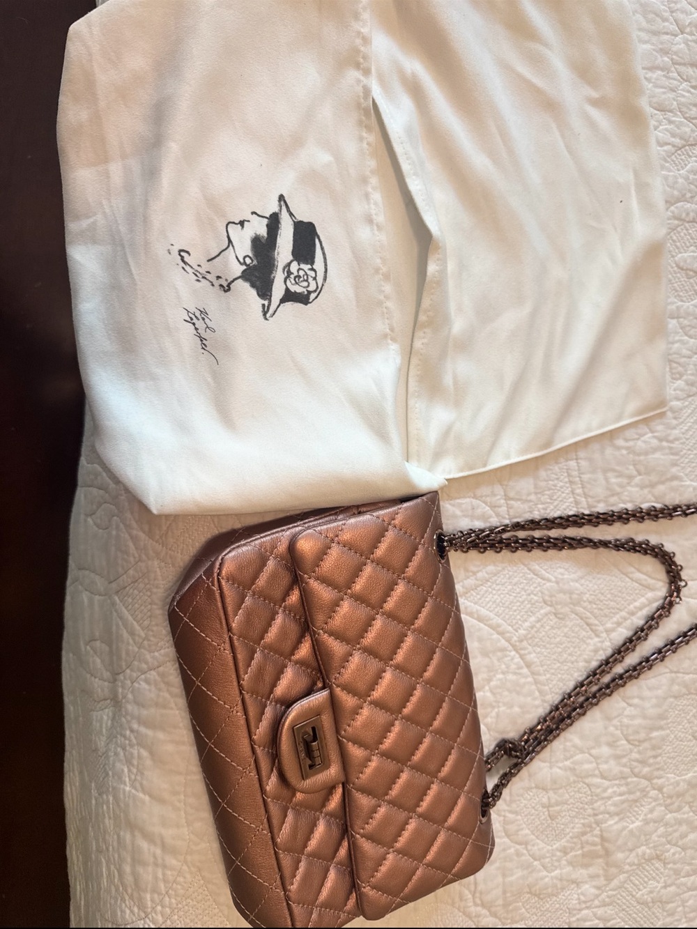 CHANEL Quilted Metallic Copper-Pink Shoulder Bag - Picture 2 of 4
